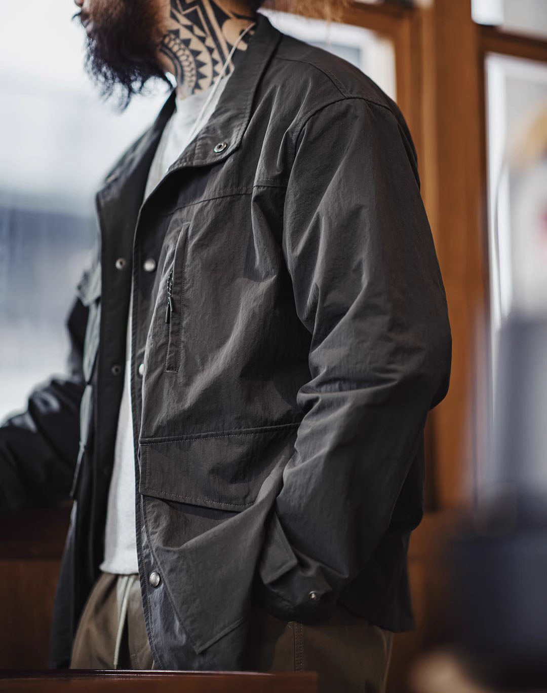 American Workwear Four-Pocket Waterproof Lapel Men's Jacket - Harmony Gallery
