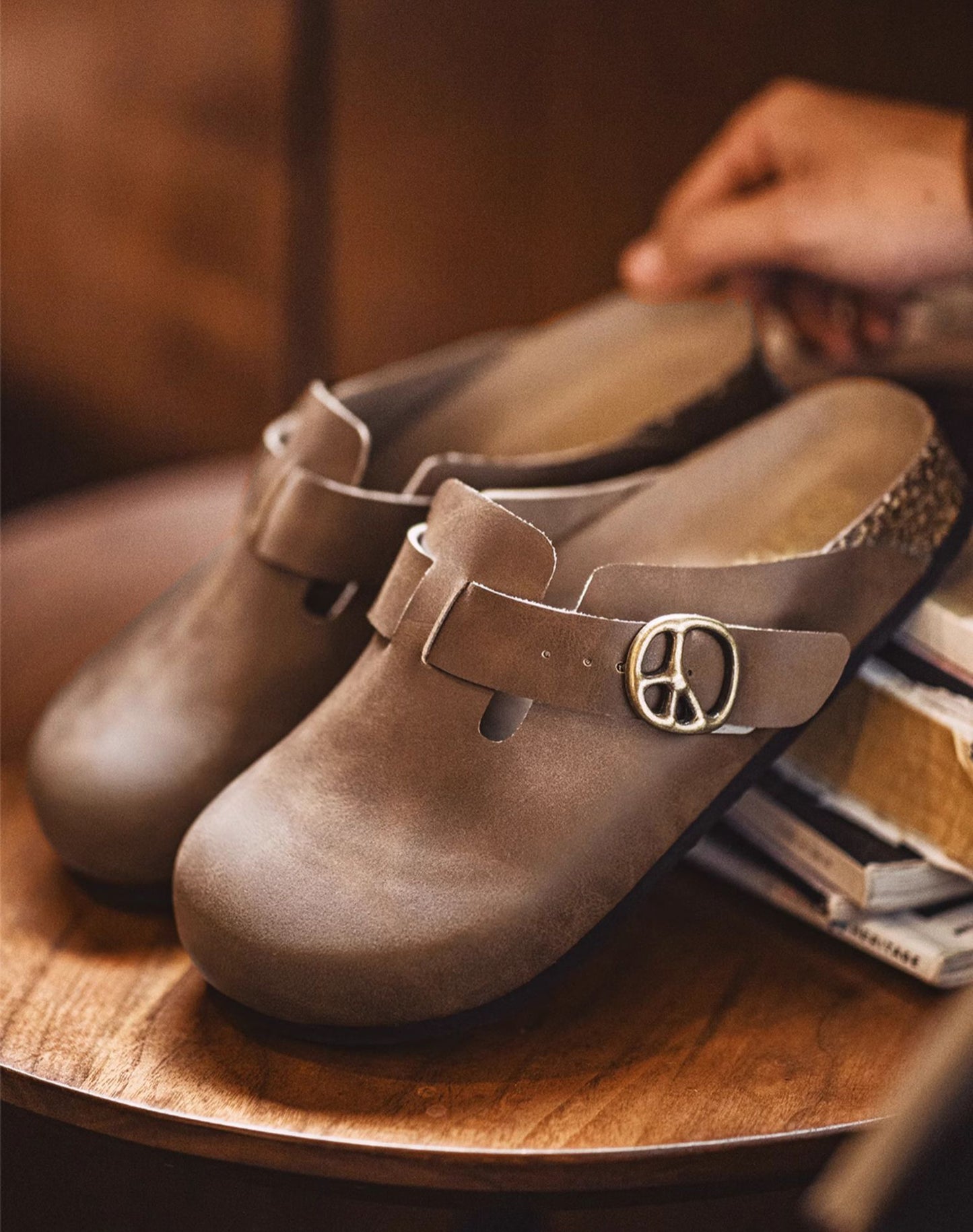 Mules Retro Crazy Horse Leather Lazy Half Slippers Cork Toe Men's Sandal - Harmony Gallery