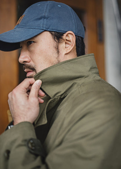 American Workwear Trench Military Green Mid-Length Cotton Men's Coat
