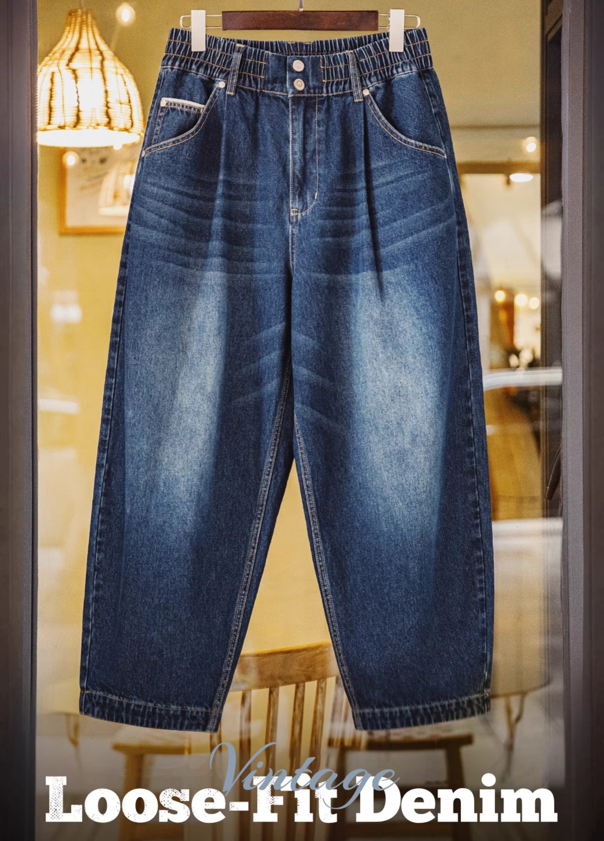 American Retro Washed Denim Oversize Cat Whisker Men's Jeans - Harmony Gallery