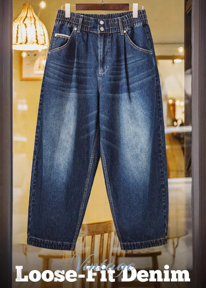American Retro Washed Denim Oversize Cat Whisker Men's Jeans - Harmony Gallery