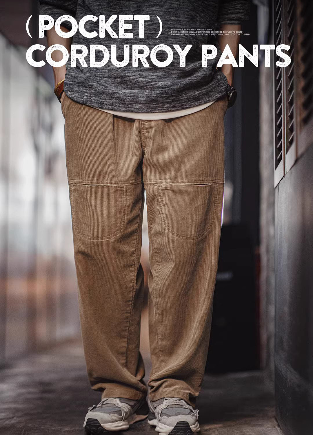 American Retro Multi-Pocket Corduroy Loose Pure Cotton Men's Trousers - Harmony Gallery