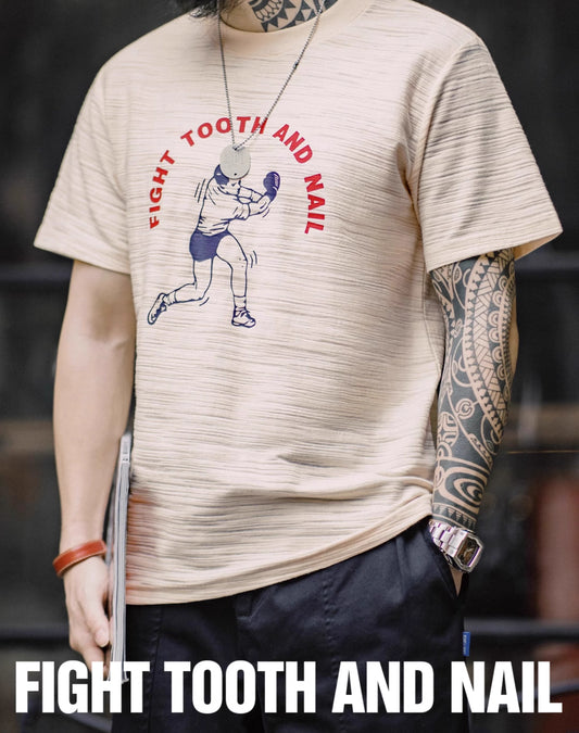 American Retro Printed Contrast Color Letters Bamboo Men's T-Shirt - Harmony Gallery