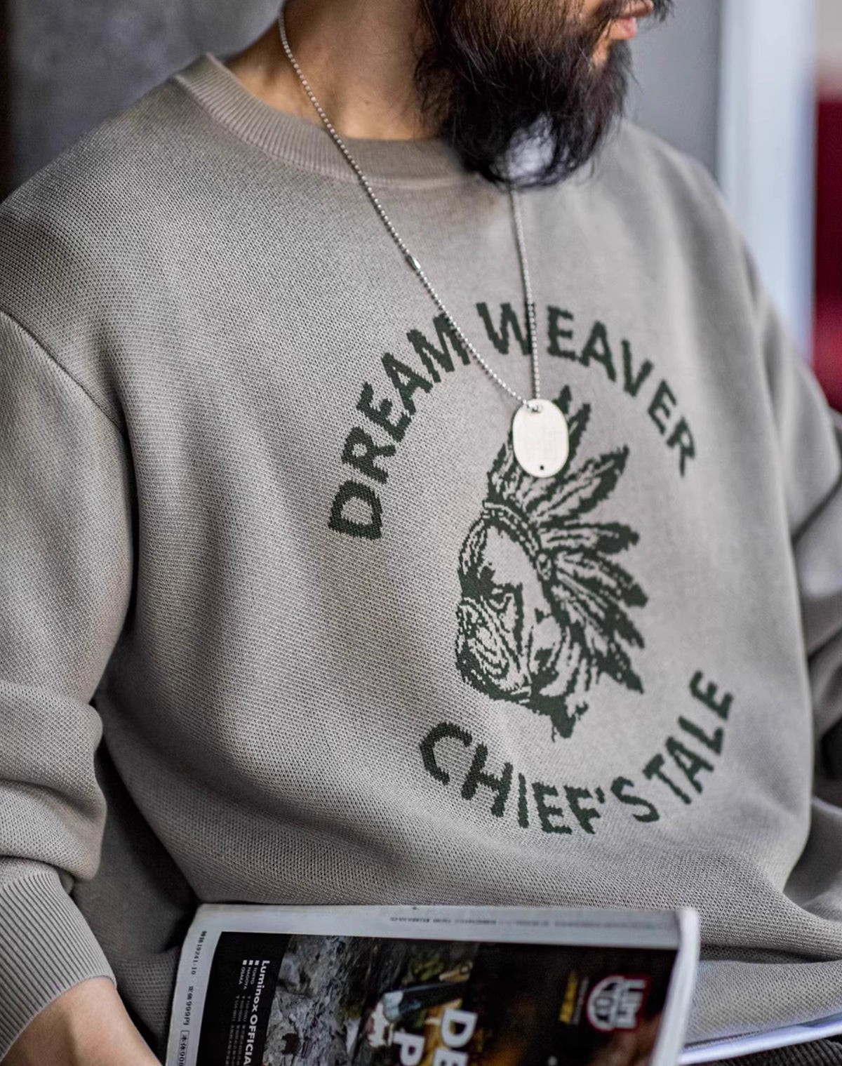American Retro Linen Letter Contrast Color Pullover Knit Men's Sweater - Harmony Gallery