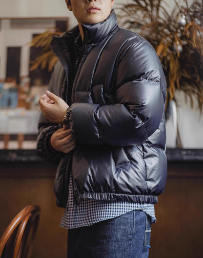 American Casual Small Plaid White Duck Down Warm Thick Men's Jacket - Harmony Gallery