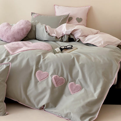 Girls Love Fall And Winter Thickened Brushed Four-piece Pure Cotton Bed Set - Harmony Gallery