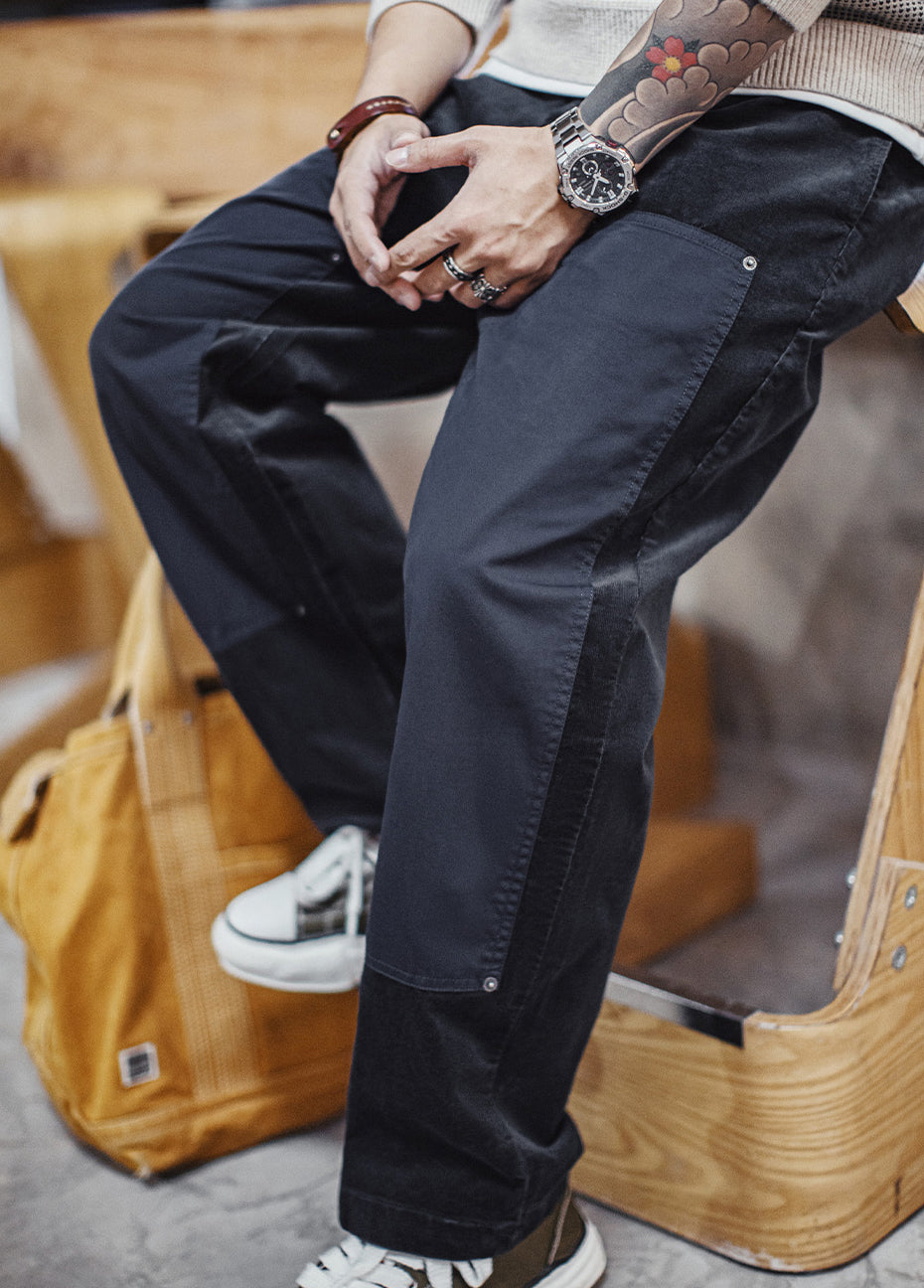 American Retro Knee Corduroy Logging Straight Leg Warm Daily Men's Trousers - Harmony Gallery