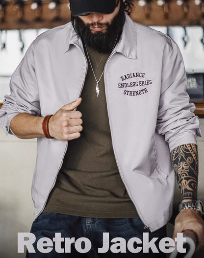 American Retro Letter Embroidery Coach Loose Silhouette Spring Men's Jacket - Harmony Gallery