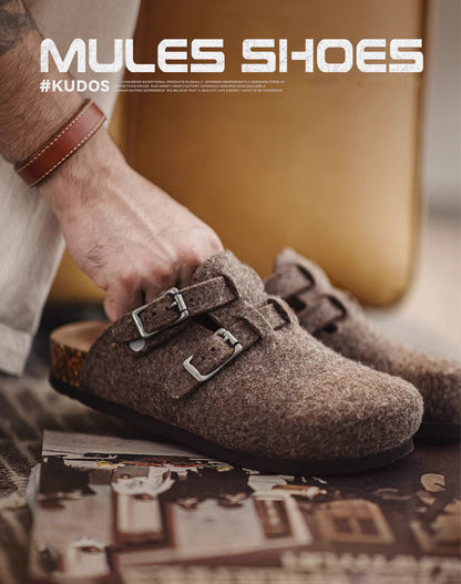 American Wool Felt Thickened Slip-On Outer Wear Cork Bottom Men's Sandal - Harmony Gallery