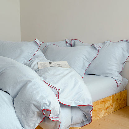 Nordic Solid Color Washed Four-Piece Pure Cotton Suitable For All Seasons Bed Set - Harmony Gallery