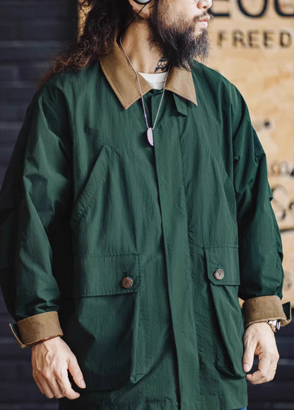 American Retro Multi-Pocket Hunting Contrast Windbreaker Men's Jacket - Harmony Gallery