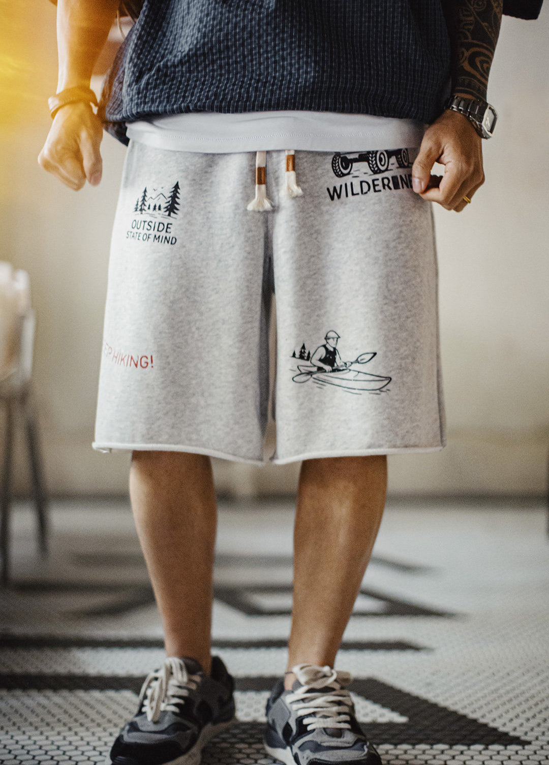 American Retro Terry Cloth Heavyweight Outerwear Sporty Men's Shorts