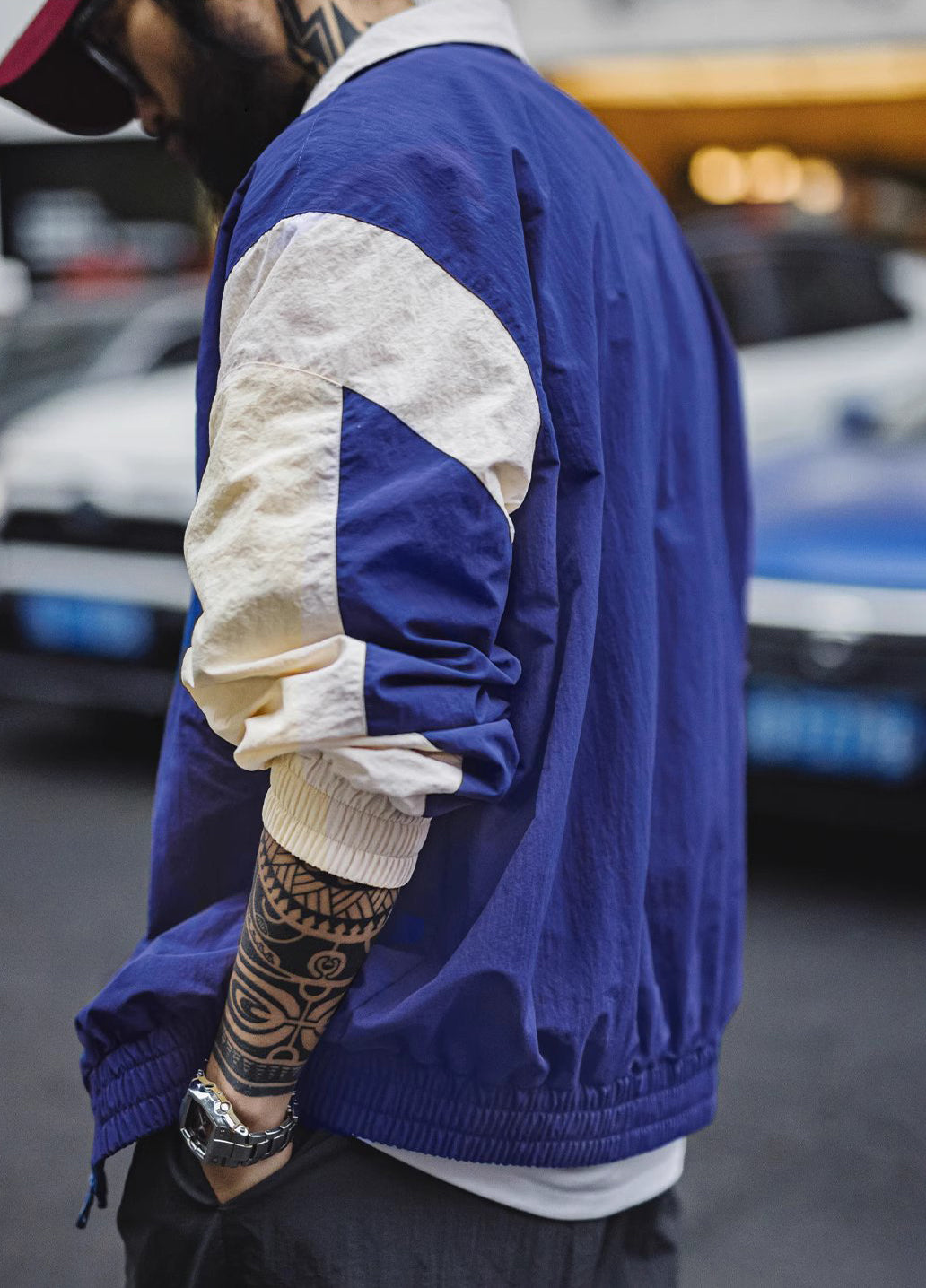 American Retro Contrast Color Embroidery Wear-Resistant Motorcycle Men's Jacket - Harmony Gallery