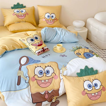 Cute SpongeBob SquarePants Pure Cotton Four-Piece Bed Set - Harmony Gallery