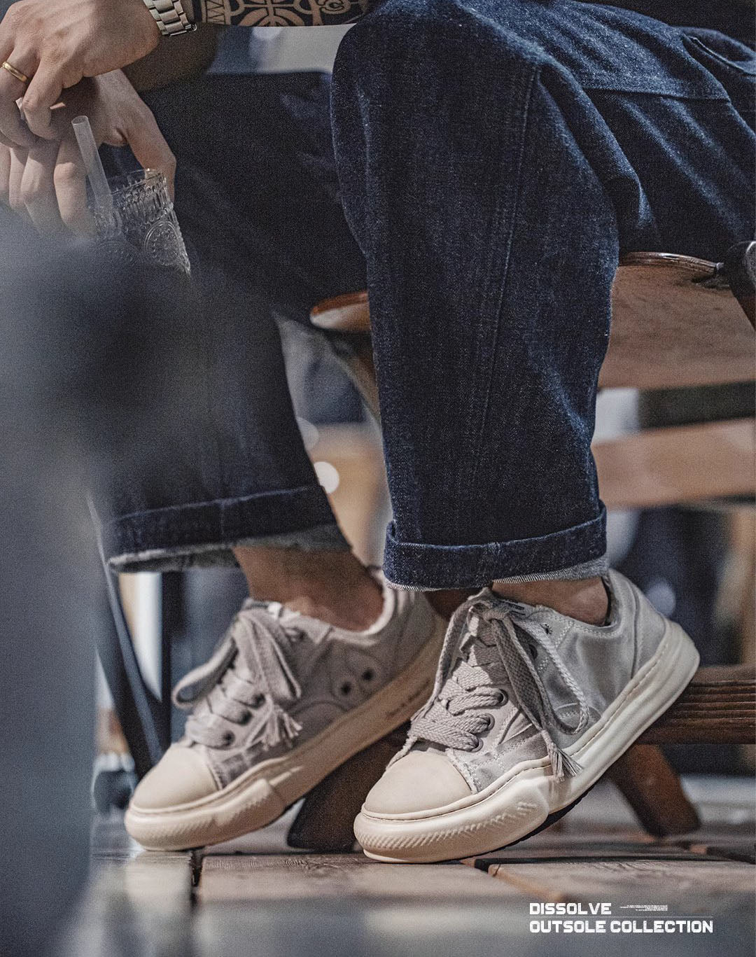 Slate Gray Thick-Soled Niche Low-Cut Men's Canvas Shoes - Harmony Gallery