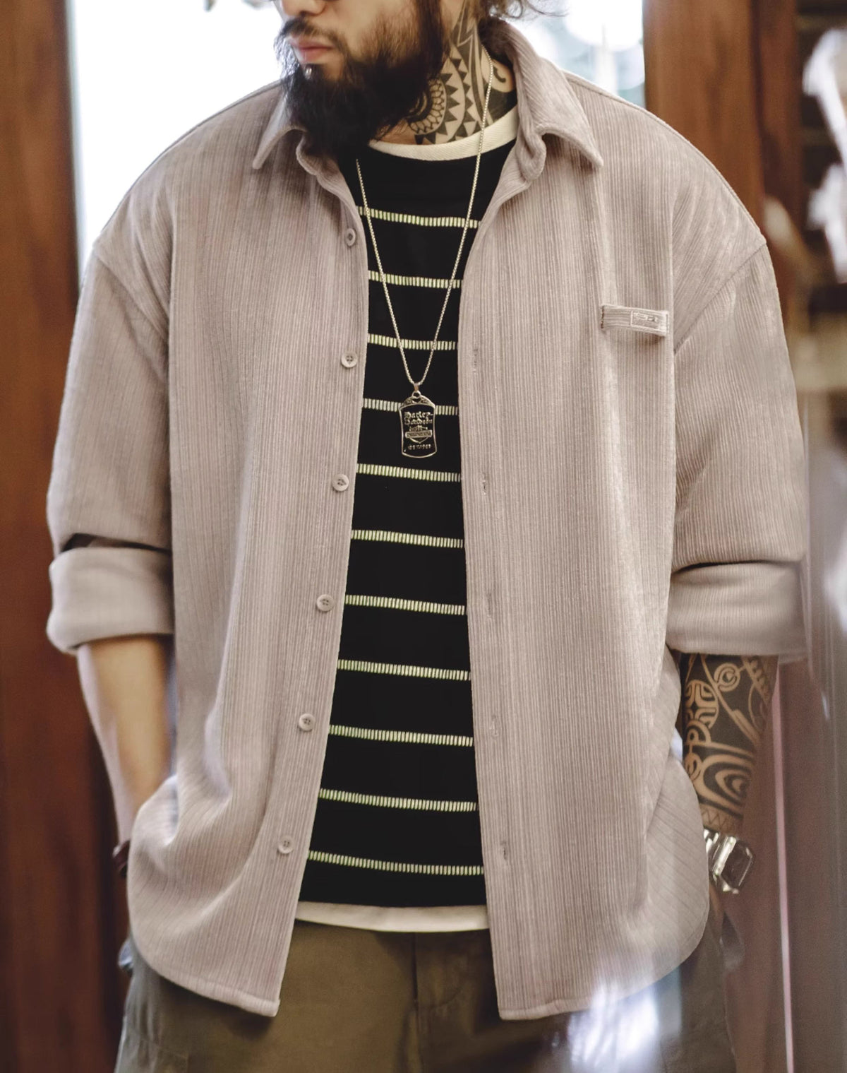 American Retro Heavyweight Textured Corduroy Men's Shirt - Harmony Gallery