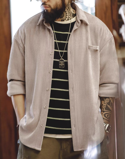 American Retro Heavyweight Textured Corduroy Men's Shirt - Harmony Gallery