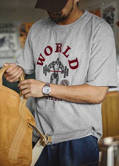 American Retro Flocking Printed Double Pure Cotton Heavy Men's T-Shirt - Harmony Gallery