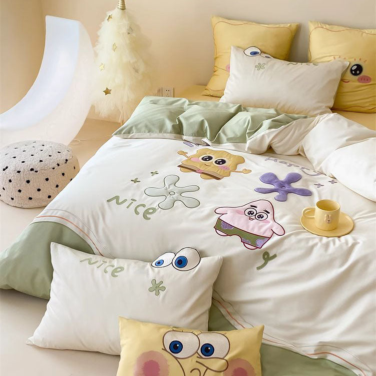 Cute SpongeBob SquarePants Pure Cotton Four-Piece Bed Set - Harmony Gallery