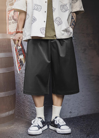 American Retro City Boy Wide-Leg Cropped Pants Daily Men's Shorts - Harmony Gallery