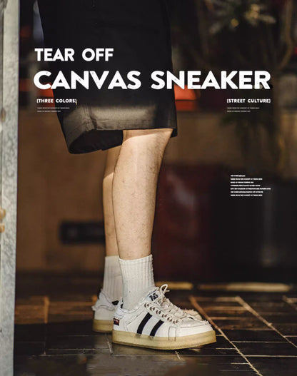 American Retro Destroyed Edge Breathable Thick-Soled  Men's Canvas Shoes - Harmony Gallery