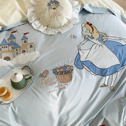 Girls Alice Dream Garden Long-Staple Seven-Piece Pure Cotton Bed Set - Harmony Gallery