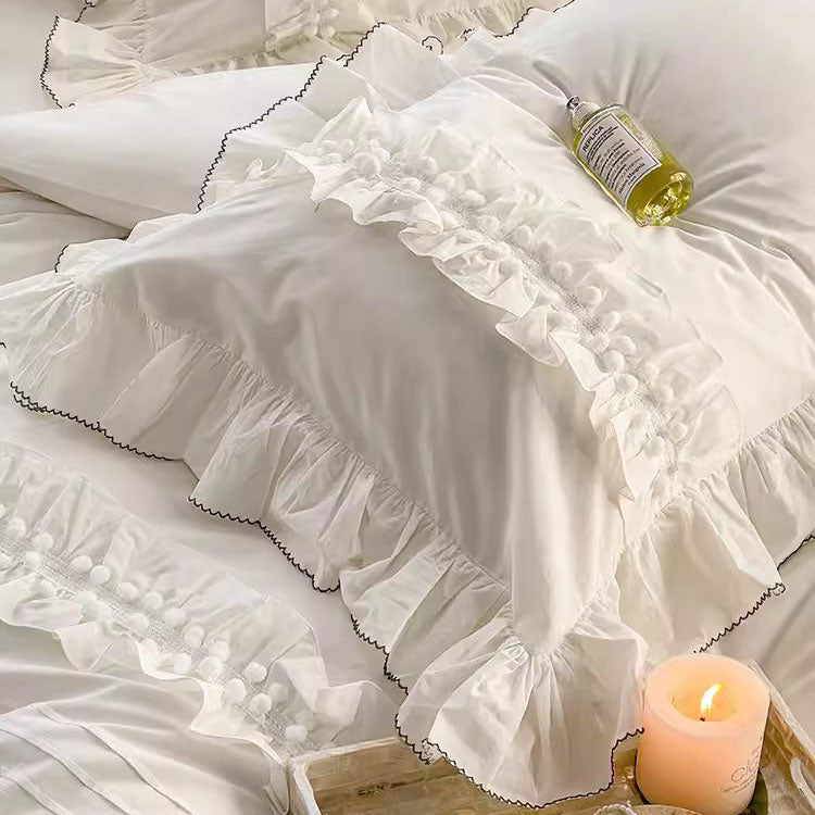 Princess Ball Lace Full Cotton Thickened Washed Four-Piece Bed Set - Harmony Gallery