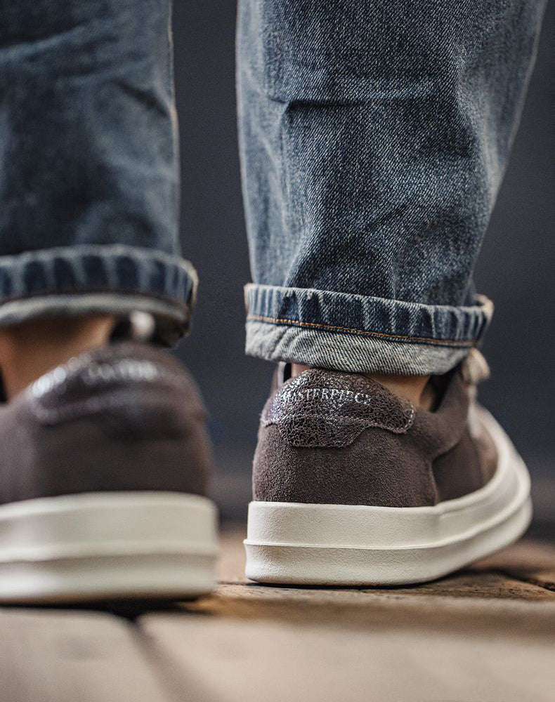 American Retro Leather Thick-Soled Low-Top Height-Enhancing Men's Casual Shoes - Harmony Gallery