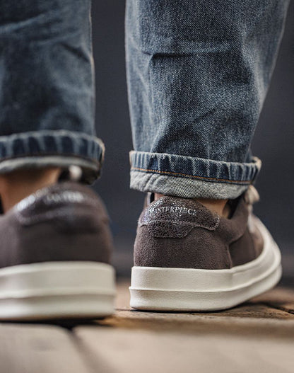 American Retro Leather Thick-Soled Low-Top Height-Enhancing Men's Casual Shoes - Harmony Gallery