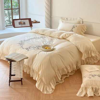 French Light Luxury High-End Four-Piece Princess Cotton Bed Set - Harmony Gallery
