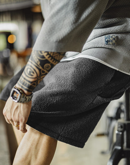 American Gray And Black Heavy Silhouette Breathable Guard Men's Shorts - Harmony Gallery