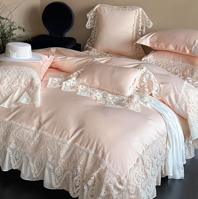 French Princess Romantic Lace Long-Staple Cotton Four-Piece Bed Set - Harmony Gallery