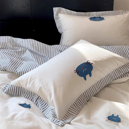 Cartoon Cute MoMo Little Lazy Cat Four-Piece Cotton Bed Set - Harmony Gallery