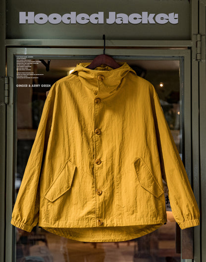 American Retro Pleated Thin Hooded Texture Outdoor Men's Jacket - Harmony Gallery