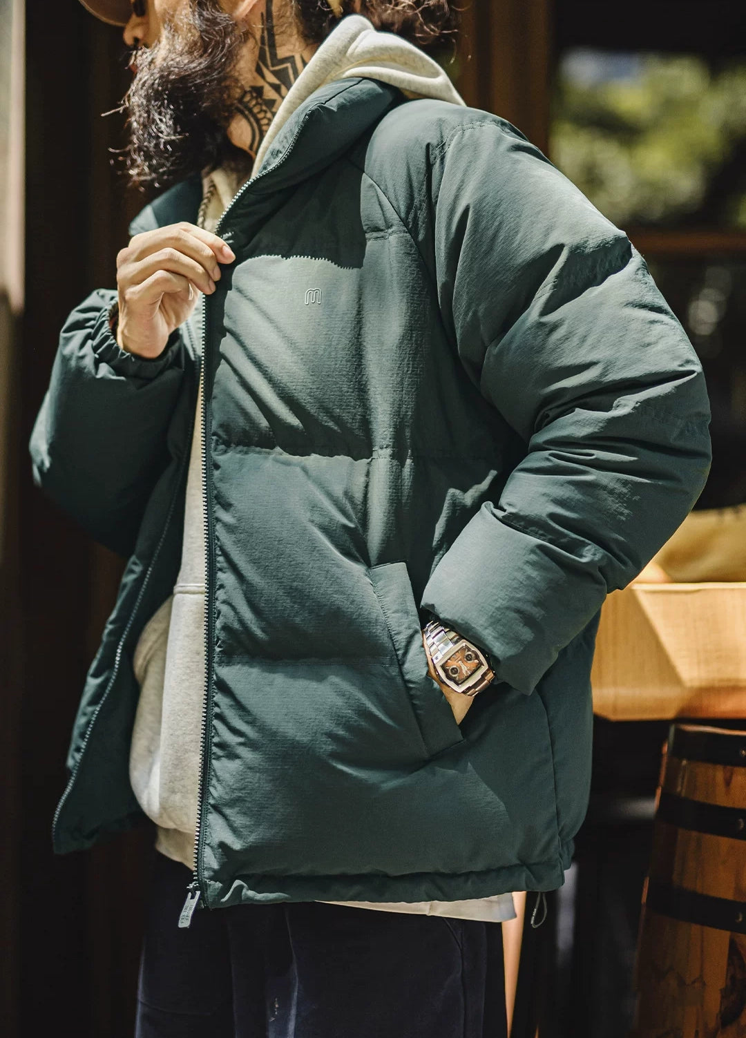 American Hoodless Waterproof 90 White Duck Down Warm Men's Jacket - Harmony Gallery