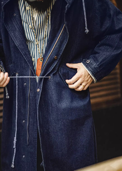 American Retro M51 Denim Fishtail Windbreaker Mid-Length Men's Jacket - Harmony Gallery