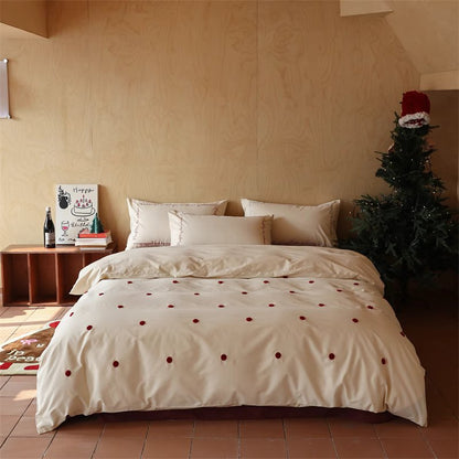 Sweet Love Brushed Four-Piece Pure Cotton Towel Embroidered Bed Set - Harmony Gallery