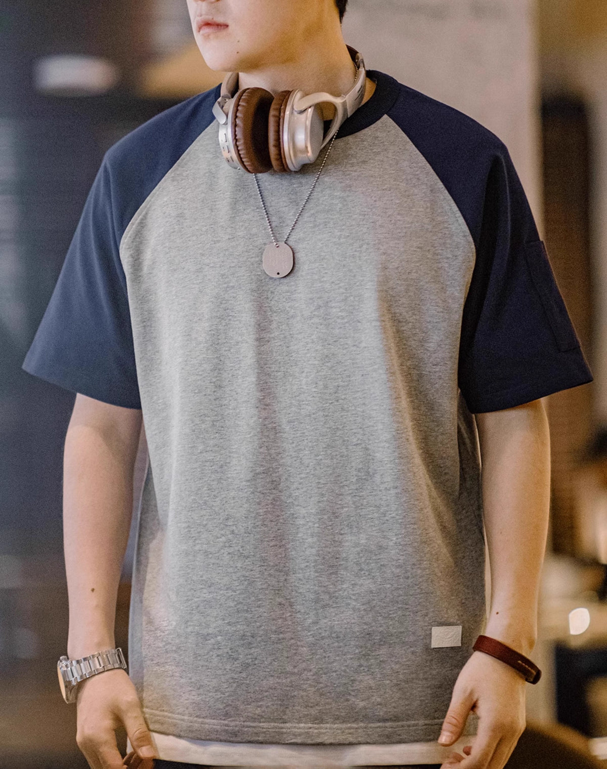 American Retro Baseball Contrast Color Stitching Men's T-Shirt - Harmony Gallery