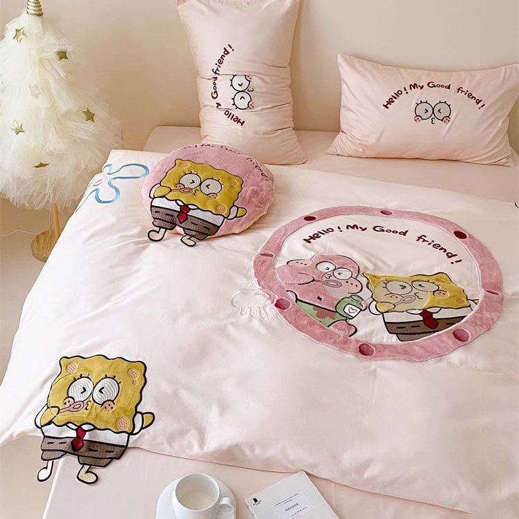 Cute SpongeBob SquarePants Pure Cotton Four-Piece Bed Set - Harmony Gallery