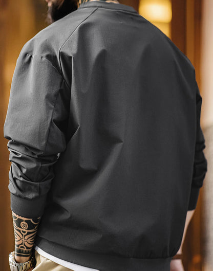 American Retro Functional Sports Chest Pocket Woven Drop Shoulder Men's Sweater - Harmony Gallery