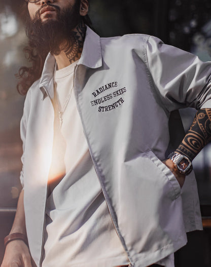 American Retro Letter Embroidery Coach Loose Silhouette Spring Men's Jacket - Harmony Gallery