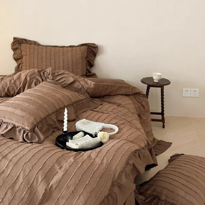 French Girly Heart Cut Flowers Four-piece Pure Cotton Ruffled Bed Set - Harmony Gallery