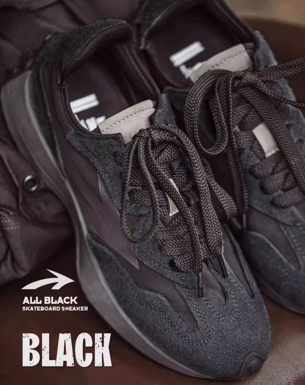 American Retro Warrior Pure Black Leisure Men's Sports Shoes - Harmony Gallery