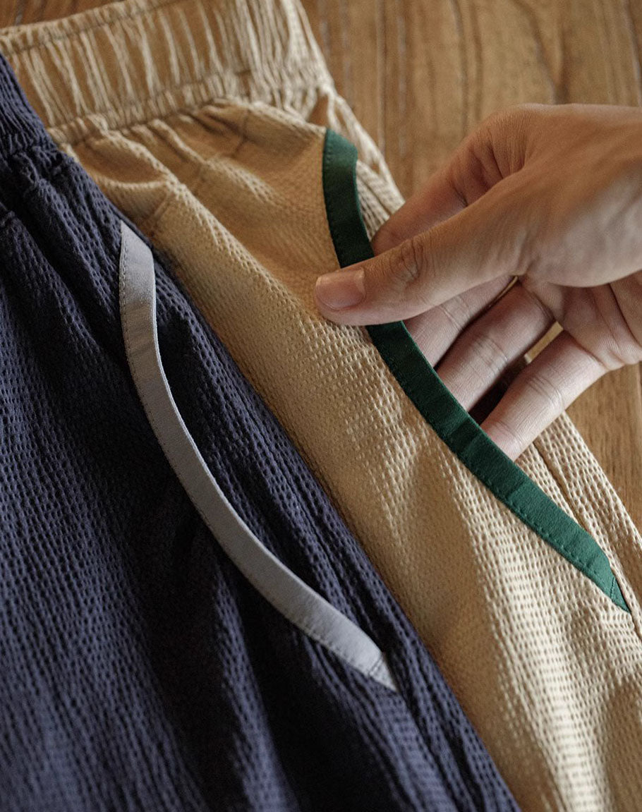American Workwear Seersucker Texture Contrast Color Men's Shorts - Harmony Gallery