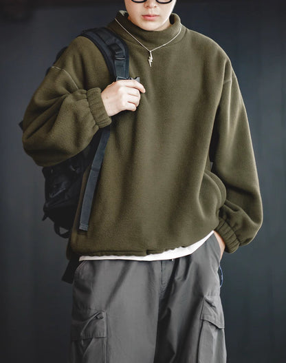 American Casual Polar Fleece Loose Lazy Pullover Men's Sweater - Harmony Gallery