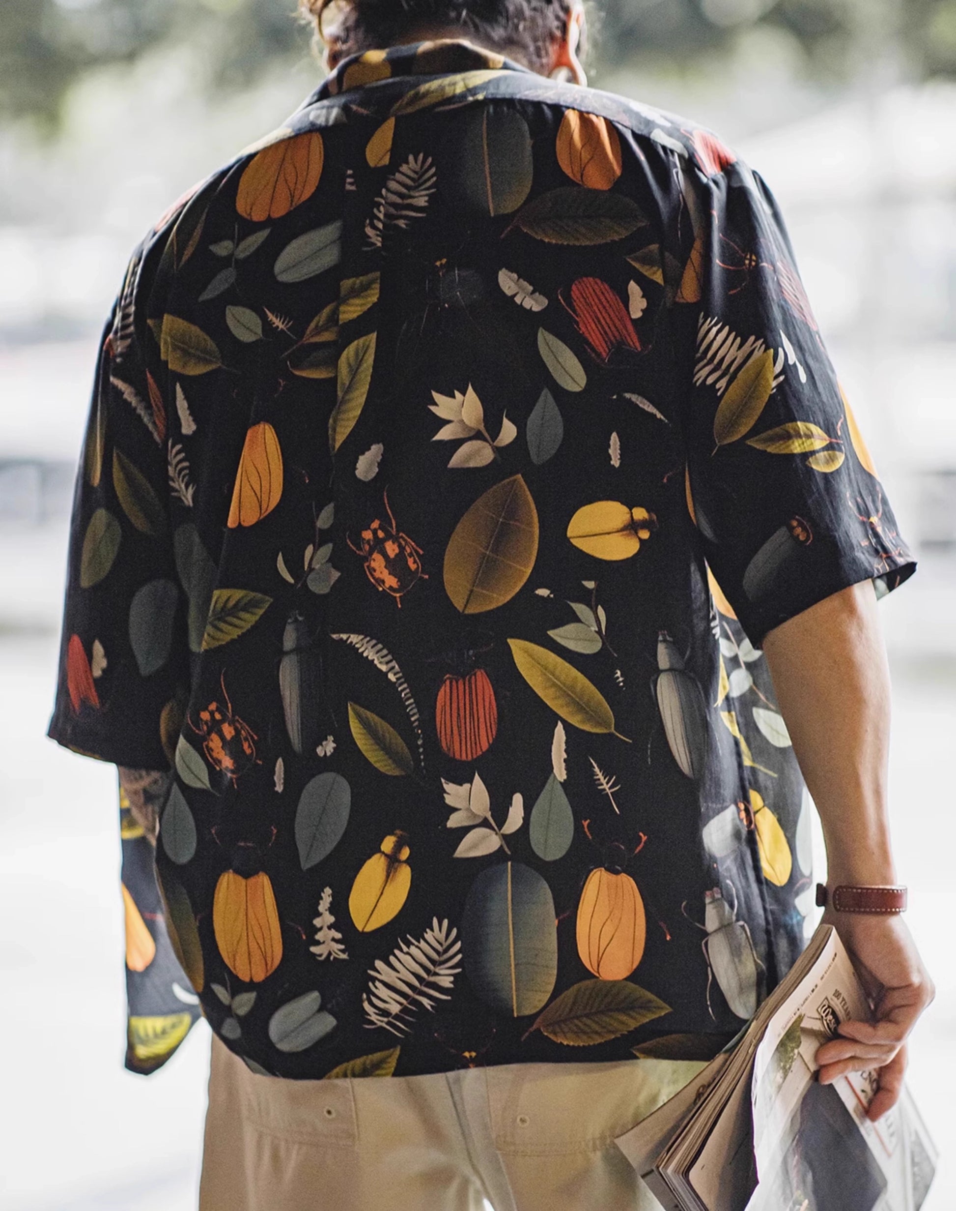 Hawaiian Tropical Rainforest Aloha Printed Lyocell Men's Shirt - Harmony Gallery