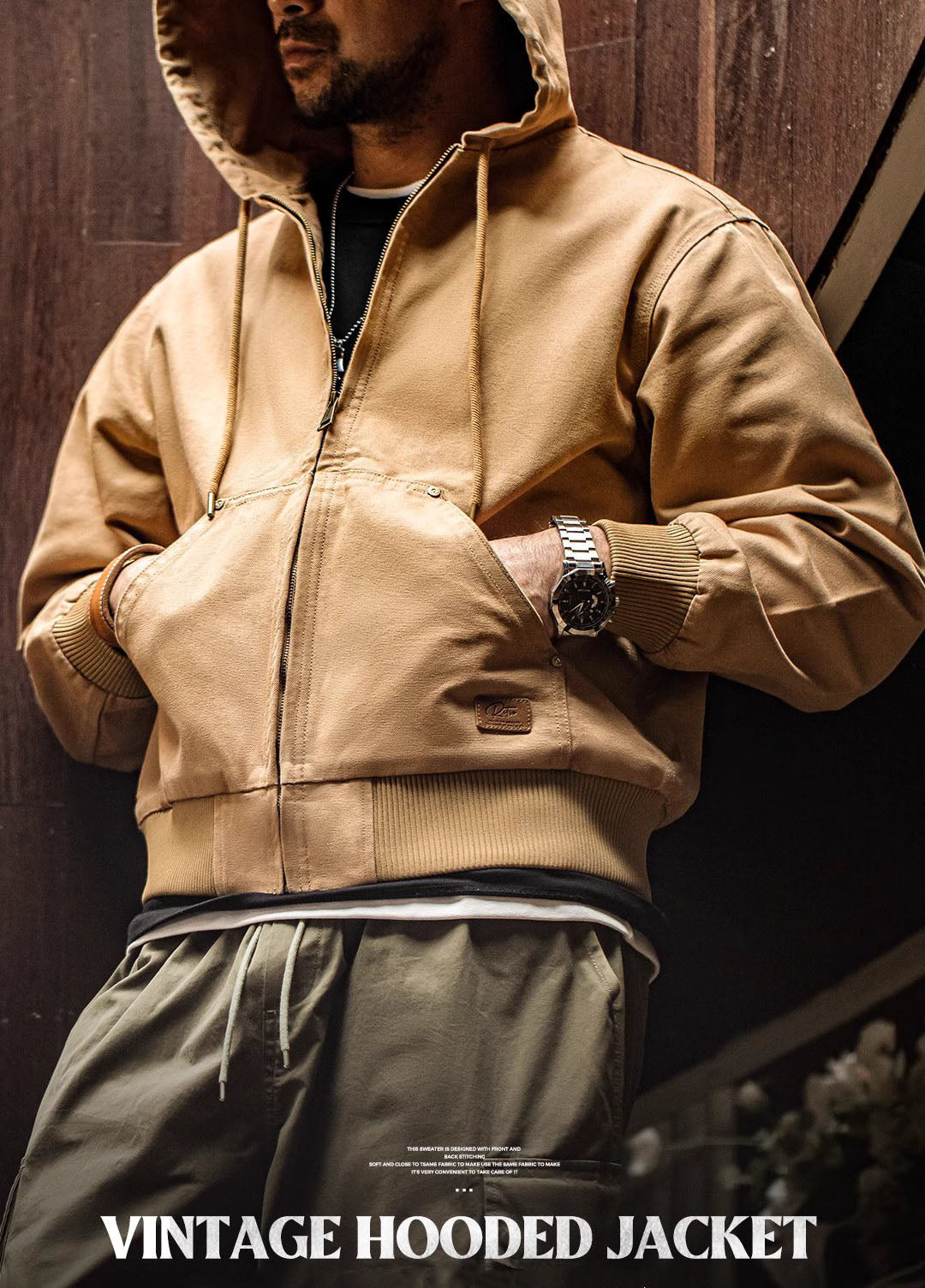 American Retro J130 Heavy Hooded Vintage Classic Canvas Men's Jacket - Harmony Gallery