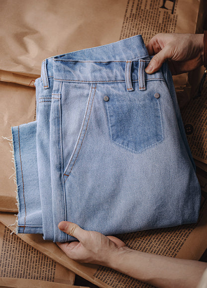 American Retro Workwear Washed Denim Pure Cotton Men's Jeans - Harmony Gallery