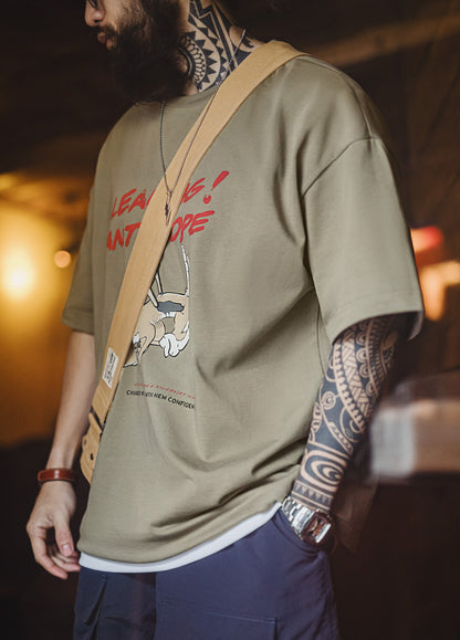 American Retro Three-Dimensional Embroidery Heavy Threaded Collar Men's T-Shirt - Harmony Gallery