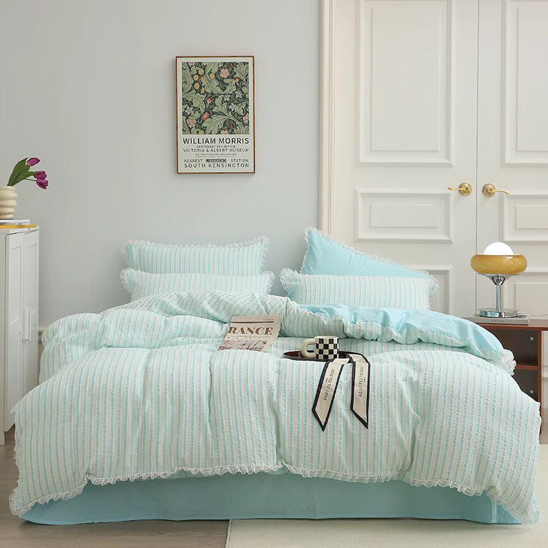 Ins Fairy Princess Sleeping Cotton Washed Four-Piece Bed Set - Harmony Gallery